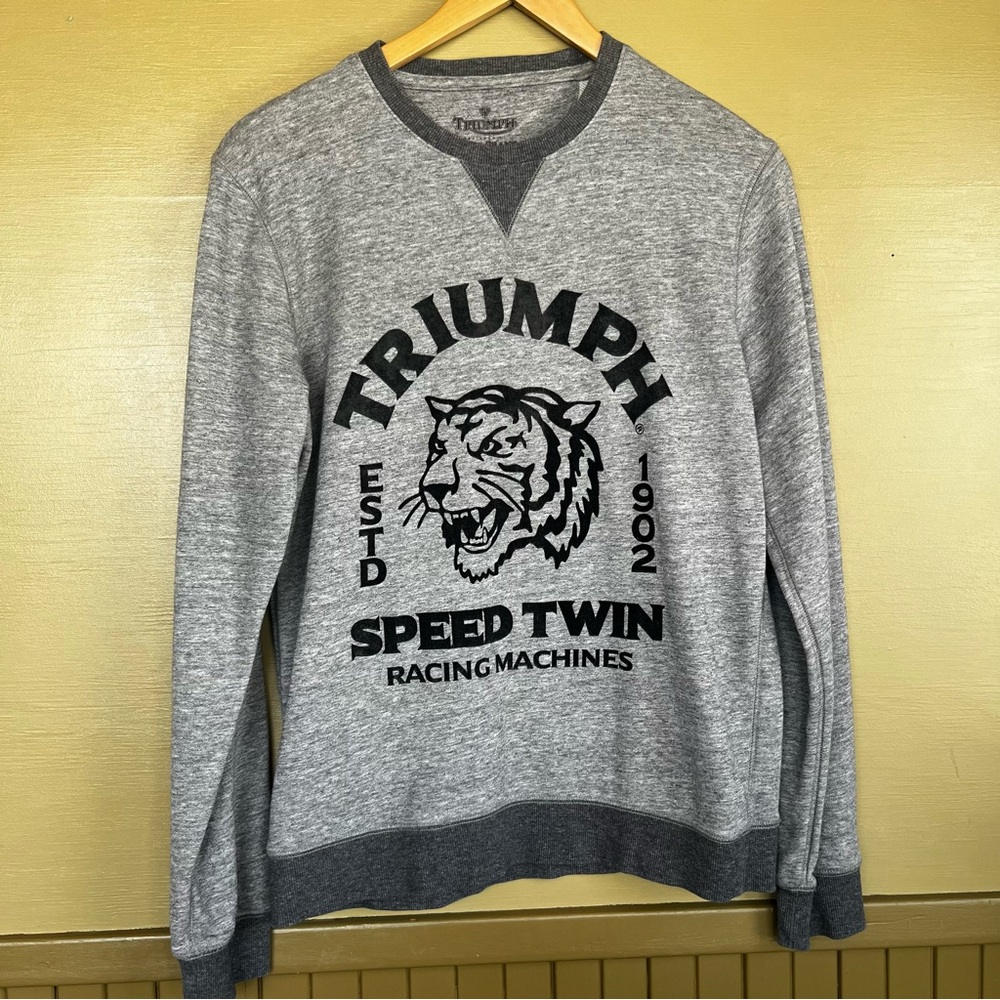 Lucky Brand Triumph Gray Black Tiger Graphic Crewneck Sweatshirt Small